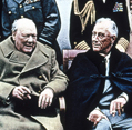 Guerre 1939-1945. Conférence de Yalta. Winston Churchill, Franklin Roosevelt et Joseph Staline, 4-11 février 1945. © crédits photos  Iberfoto / Photoaisa / Roger-Viollet
