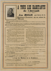 Affiche « A tous les habitants de l'Hérault ». Musée du Général Leclerc de Hauteclocque et de la Libération de Paris, musée Jean Moulin.
