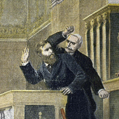 Séance agitée à la Chambre des députés au moment de l'affaire Dreyfus. Jaurès à la tribune.<br />
Gravure d'Henri Meyer. "Le Petit journal", 6 février 1898. © crédits photos Roger-Viollet