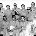 Membres du conseil révolutionnaire Egyptien. Assis, de droite à gauche : Anwar El Sadat, Salah Salem, Abdel Hakim Amer, Président Neguib, Lieutenant Colonel Nasser, Abdel Latif Bohgdadi. Egypte, 19 juin 1953.  © crédits photos TopFoto / Roger-Viollet